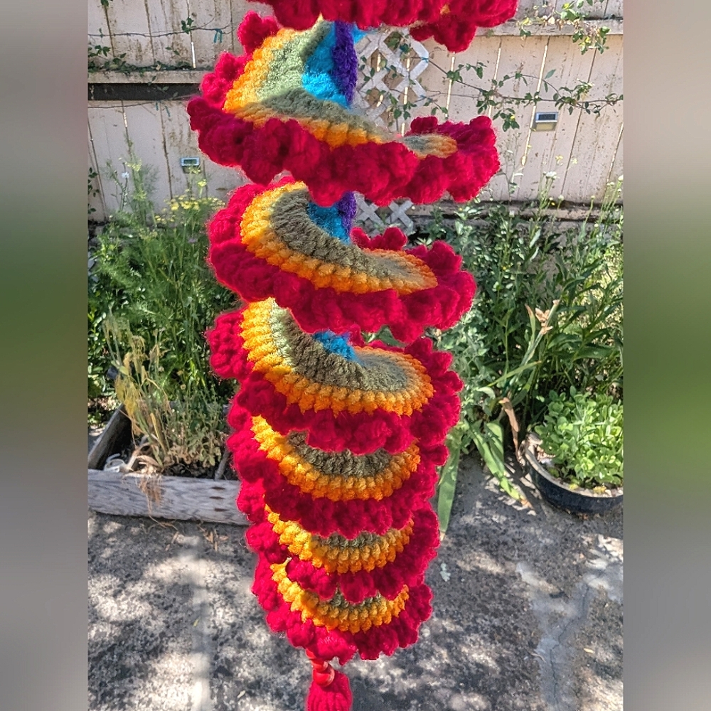NEW, Handcrafted Rainbow Crochet Wind spinner